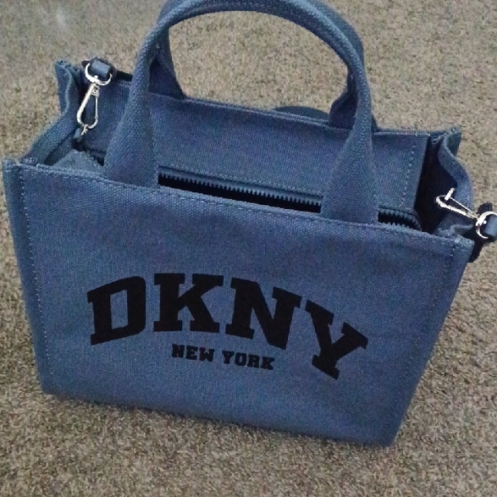 DKNY New York Blue Canvas Bag Nwt